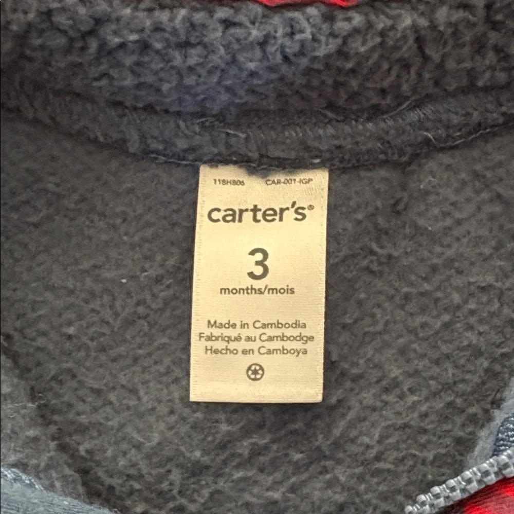 Carter's Fleece Sherpa Jumpsuit One Piece Half-Zip Blue Footless Size 3 Months